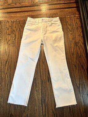 LIKE NEW! Good American White Straight-Leg Jeans. Size 10